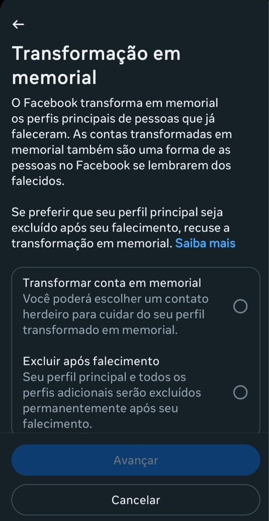 Configurações no Instagram direcionam para escolha em vida do que será feito com o perfil do Facebook após a morte