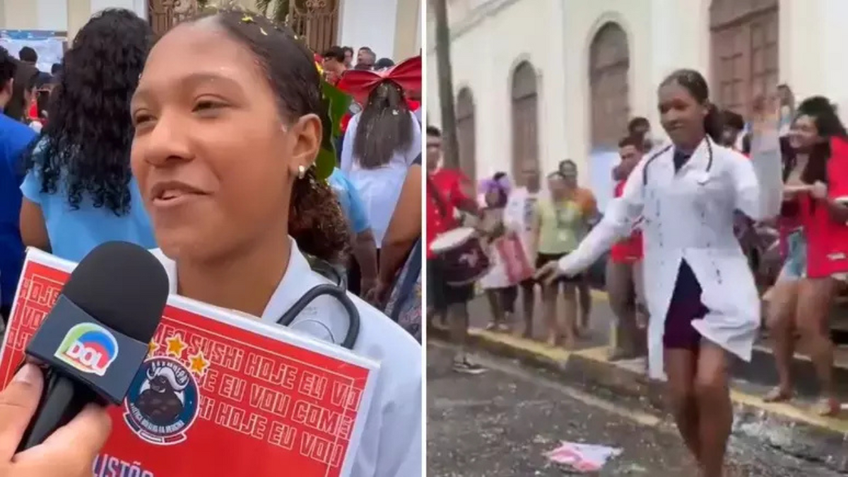 Ana Carolina comemorando aprovação