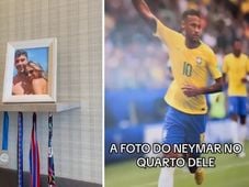 Imagem - Jovem viraliza ao comparar foto de Neymar no quarto do namorado com imagem do casal; vídeo