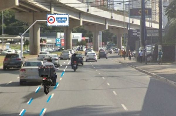 Simulação da motofaixa na Avenida Bonocô