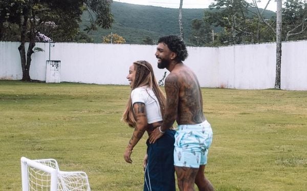 Rafaella e Gabigol em fotos postadas pelo jogador