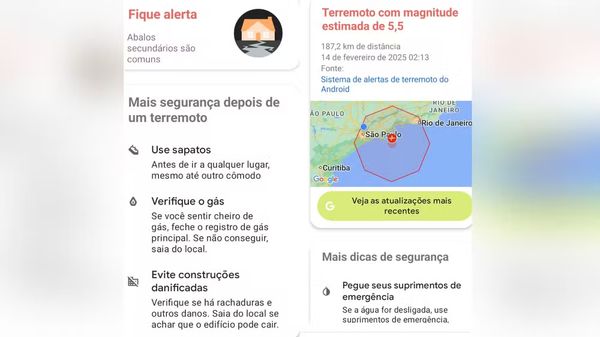 Alerta recebido nos celulares