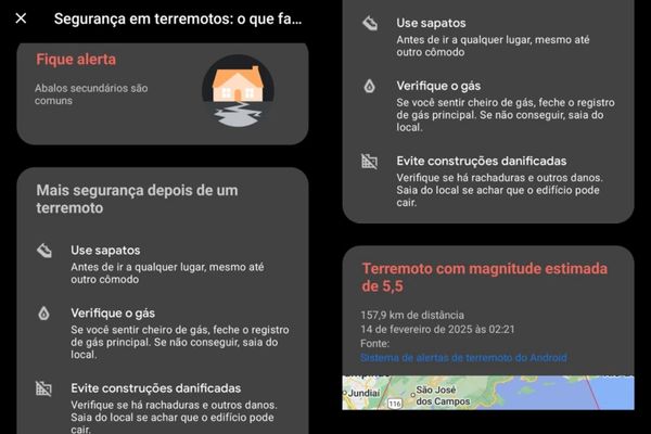 Mensagem enviada para celular Android de moradores do Rio e SP