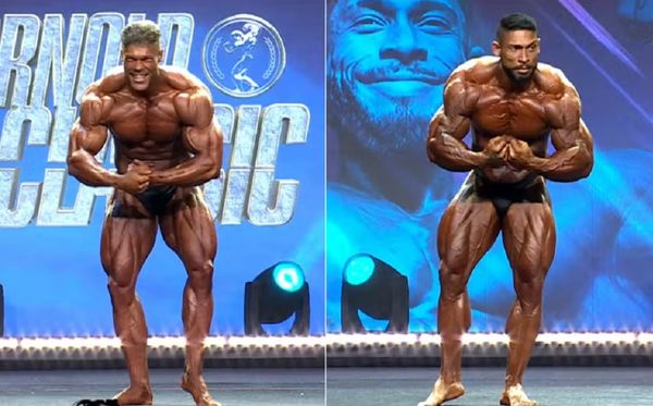 Wesley Vissers (esq.) e Ramon Dino nas apresentações na final da categoria Classic Physique do Arnold Classic Ohio 2024