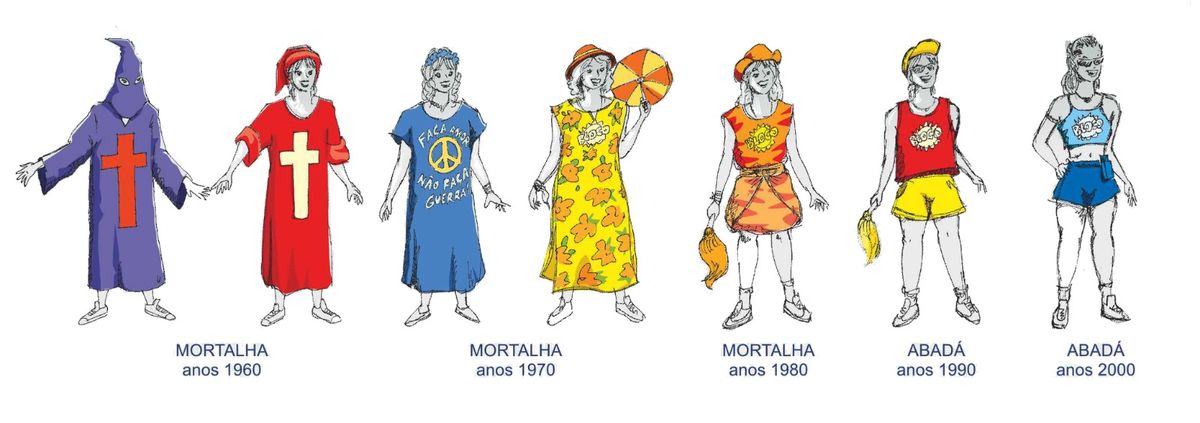 A evolução das fantasias no Carnaval de Salvador, em um croqui de Pedrinho da Rocha