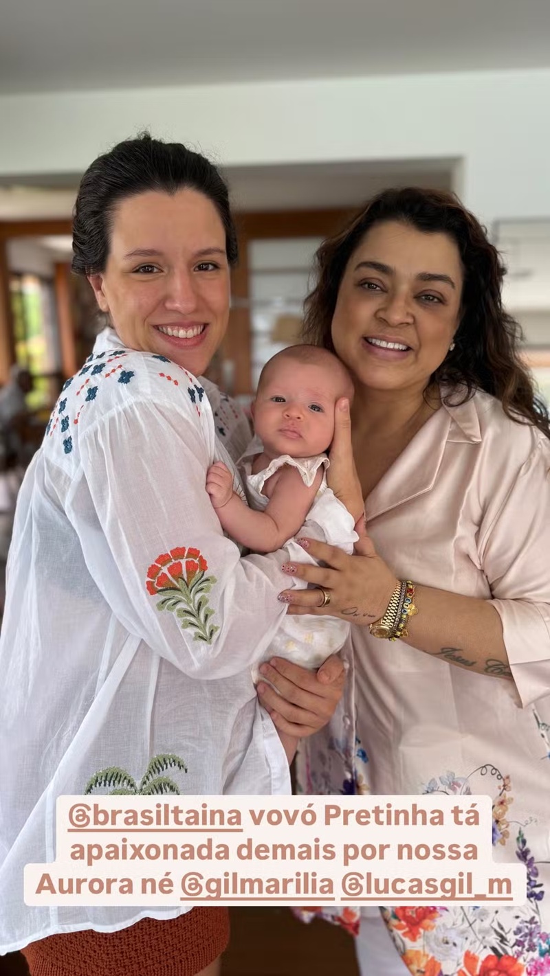 Preta Gil conheçeu primeira sobrinha-neta por Reprodução/Instagram