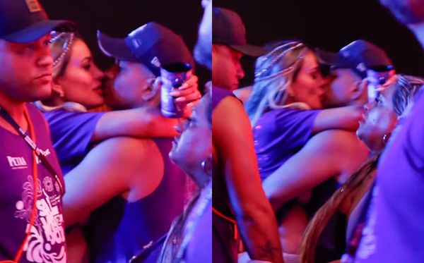 Andressa Urach beija moreno no Carnaval de Salvador