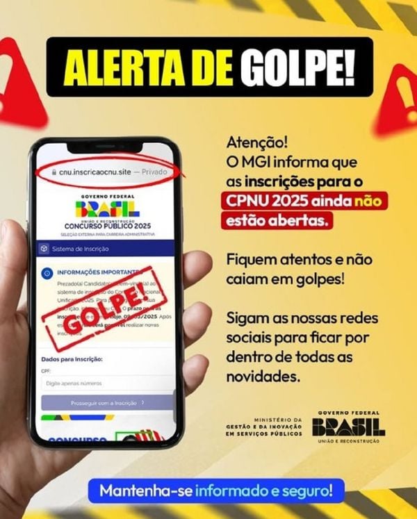 Alerta de golpe sobre novas inscrições do CNU