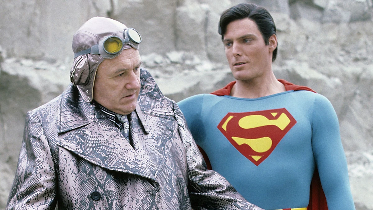 O ator (à esquerda), no papel de Lex Luthor em Superman, com Christopher Reeve