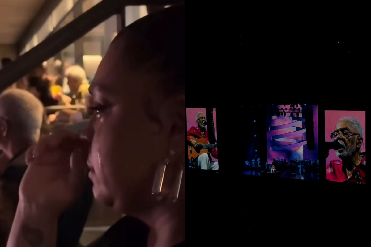 Preta Gil se emociona com música dedicada pelo pai na Arena Fonte Nova por Reprodução / Redes Sociais