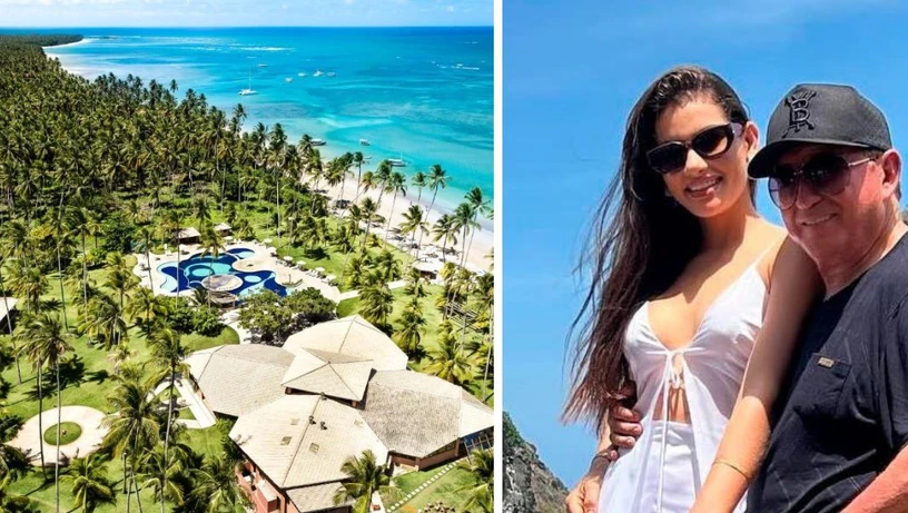 Imagem - Pé na areia e diária de R$ 1,5 mil: Amado Batista e esposa 51 anos mais nova curtem lua de mel em resort na Bahia