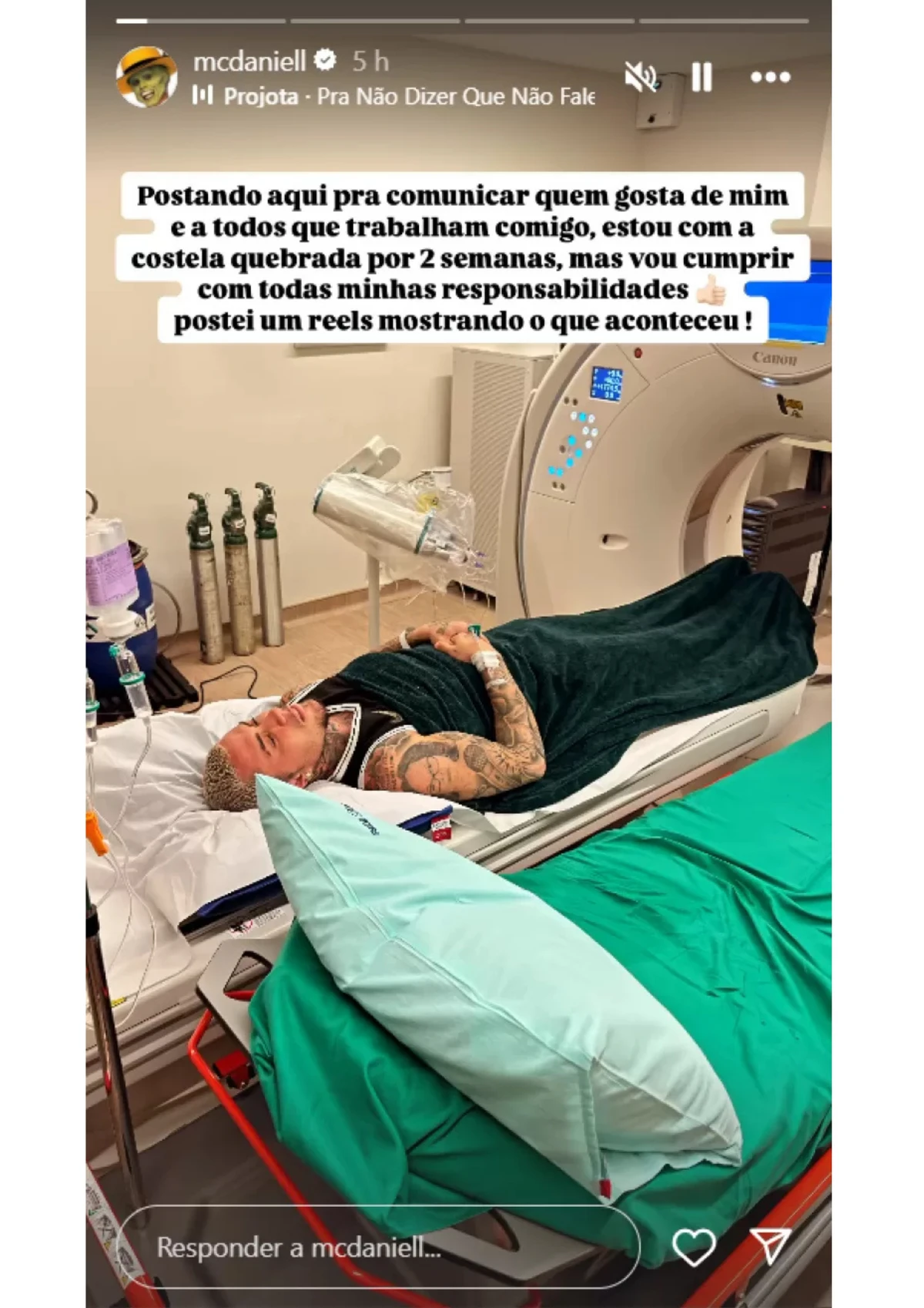 Story compartilhado por cantor