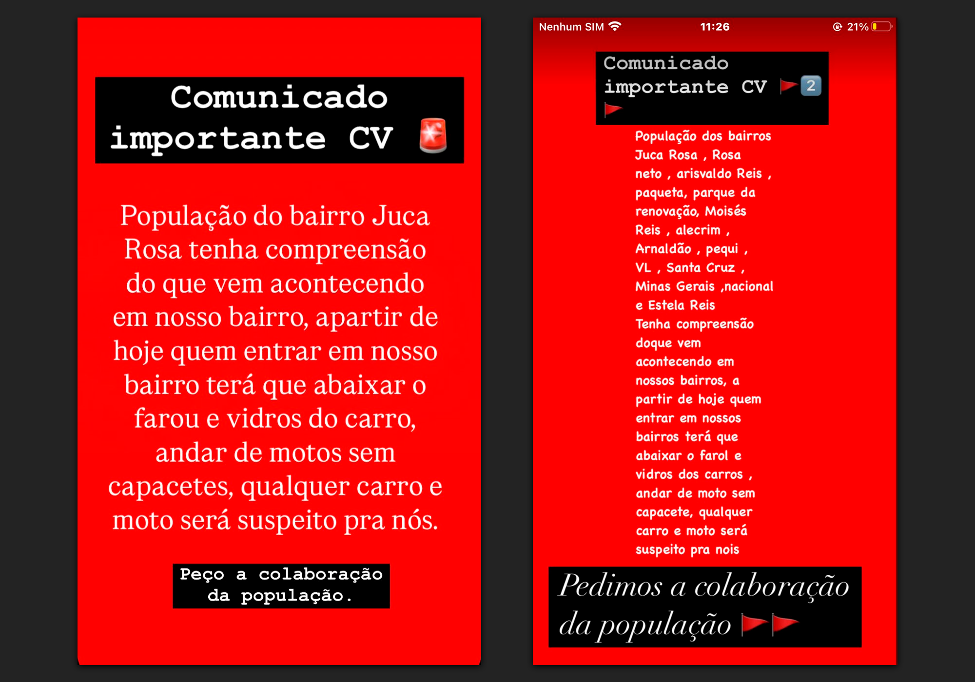 Suposto comunicado do Comando Vermelhor causa terror em bairros de Eunápolis por Divulgação