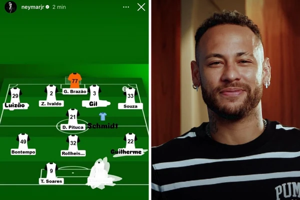 Neymar postou uma suposta escalação do Santos nas redes sociais