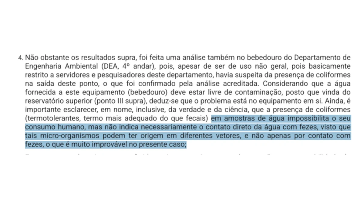 Comunicado enviado pela Ufba sobre a contaminação