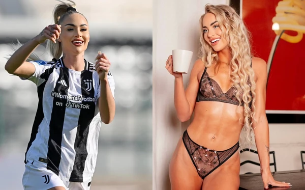 Alisha Lehmann em ação pela Juventus e modelando