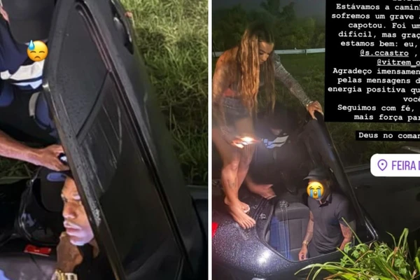 Carro com cantor Oh Polêmico e equipe capota a caminho da Micareta de Feira de Santana