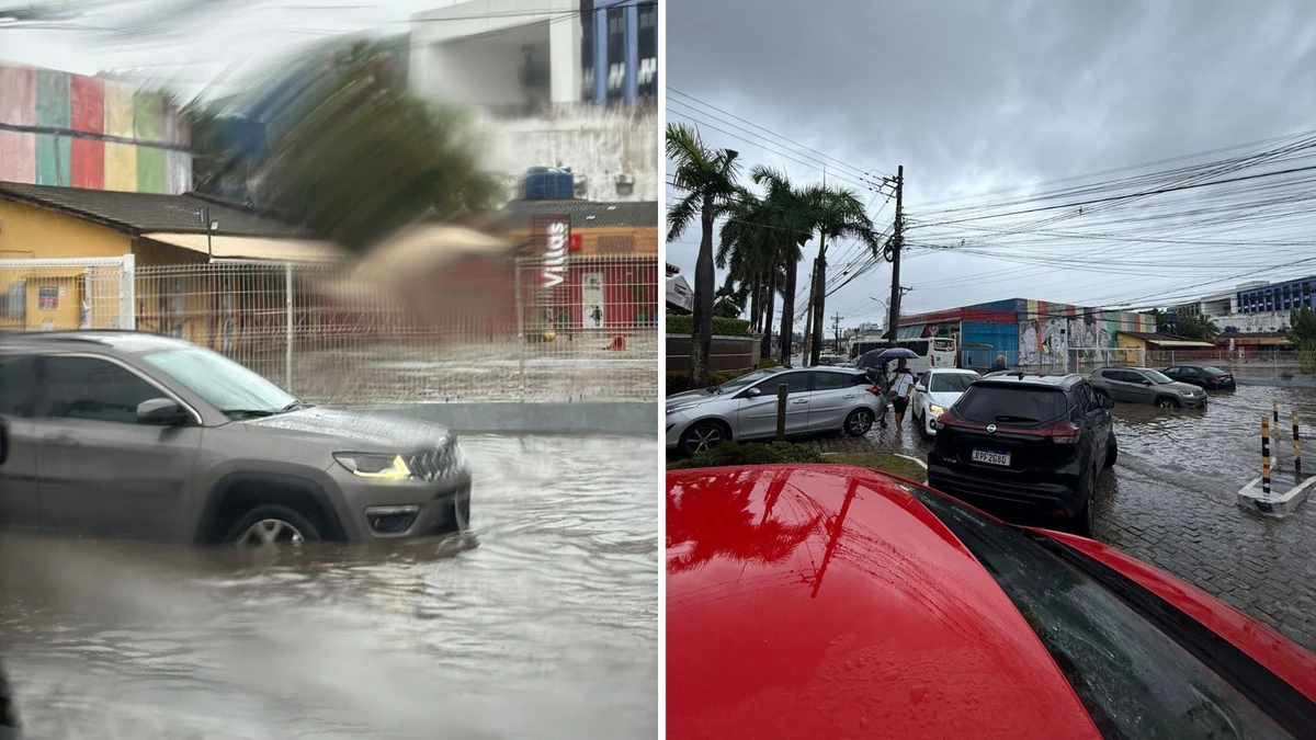 Diversos carros quebraram durante o alagamento