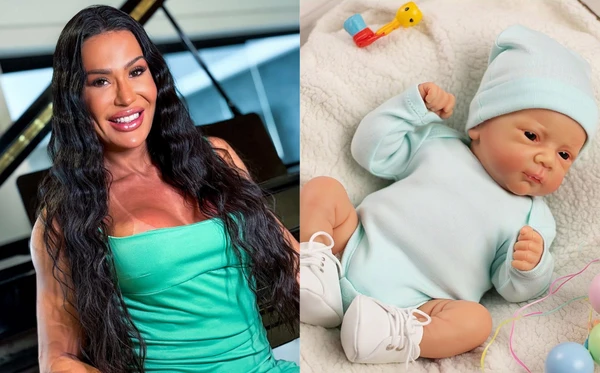 Gracyanne Barbosa e bebê reborn