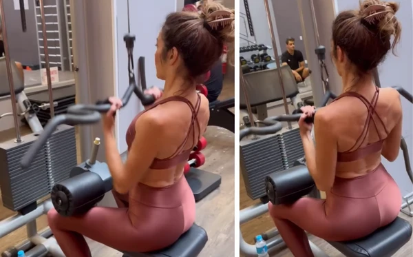 Patrícia Poeta em treino na academia