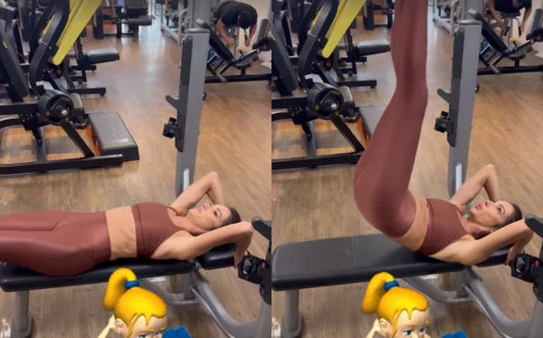 Patrícia Poeta em treino na academia