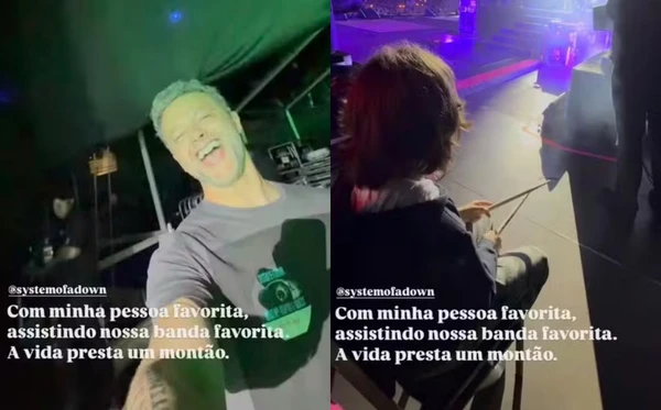 Lucas Lima e filho em show do System Of A Down