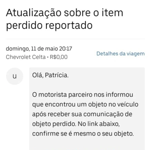 Notificação da Uber