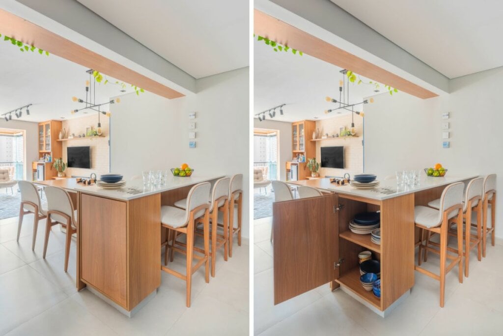 As portas de abrir são versáteis e podem ser aplicadas em qualquer ambiente (Projeto: BMA Studio | Imagem: Guilherme Pucci)