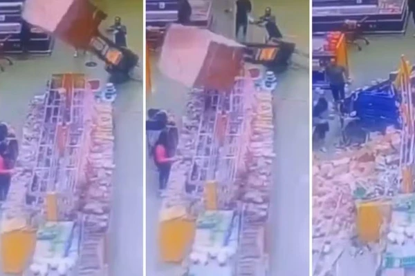 Cliente foi atingida por pilha de leite condensado
