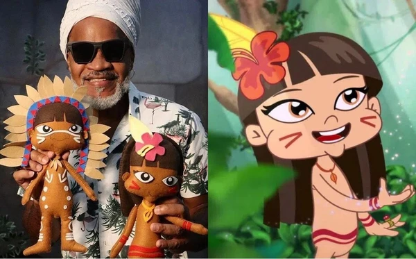 Carlinhos Brown com Paxuá e Paramim. Foto: Divulgação