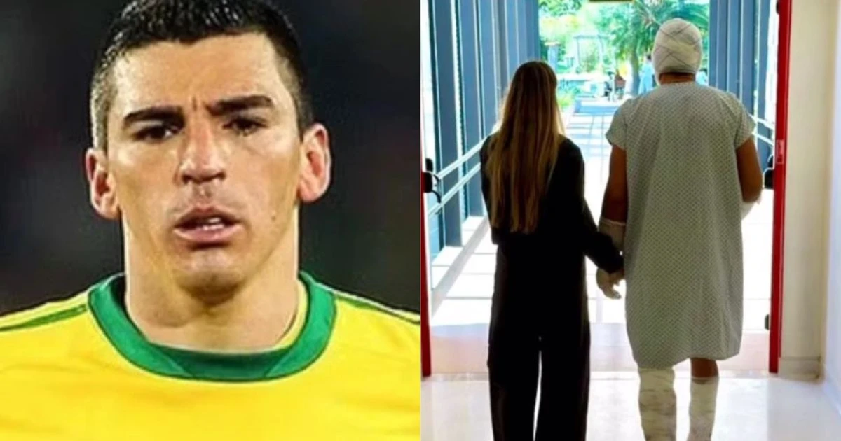 Imagem - Na UTI, ex-craque Lúcio aparece caminhando no hospital com corpo enfaixado