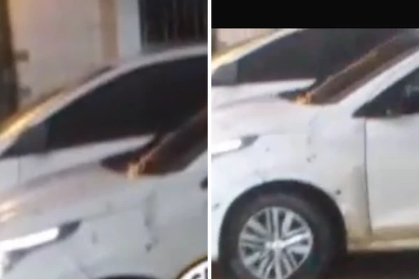 Carro foi alvo de ataque pela noite