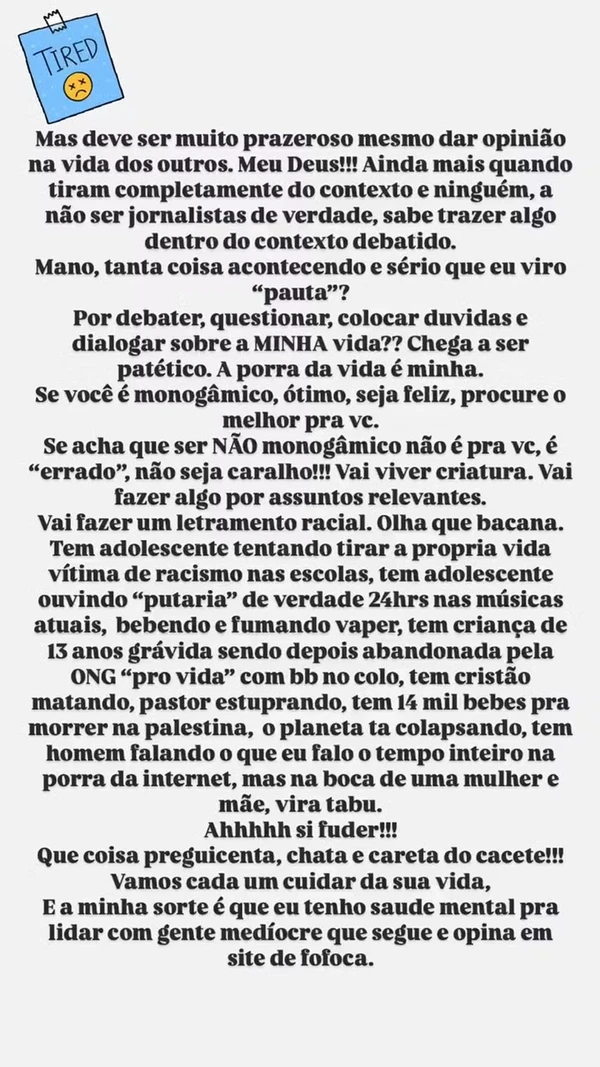 Desabafo de Samara Felippo