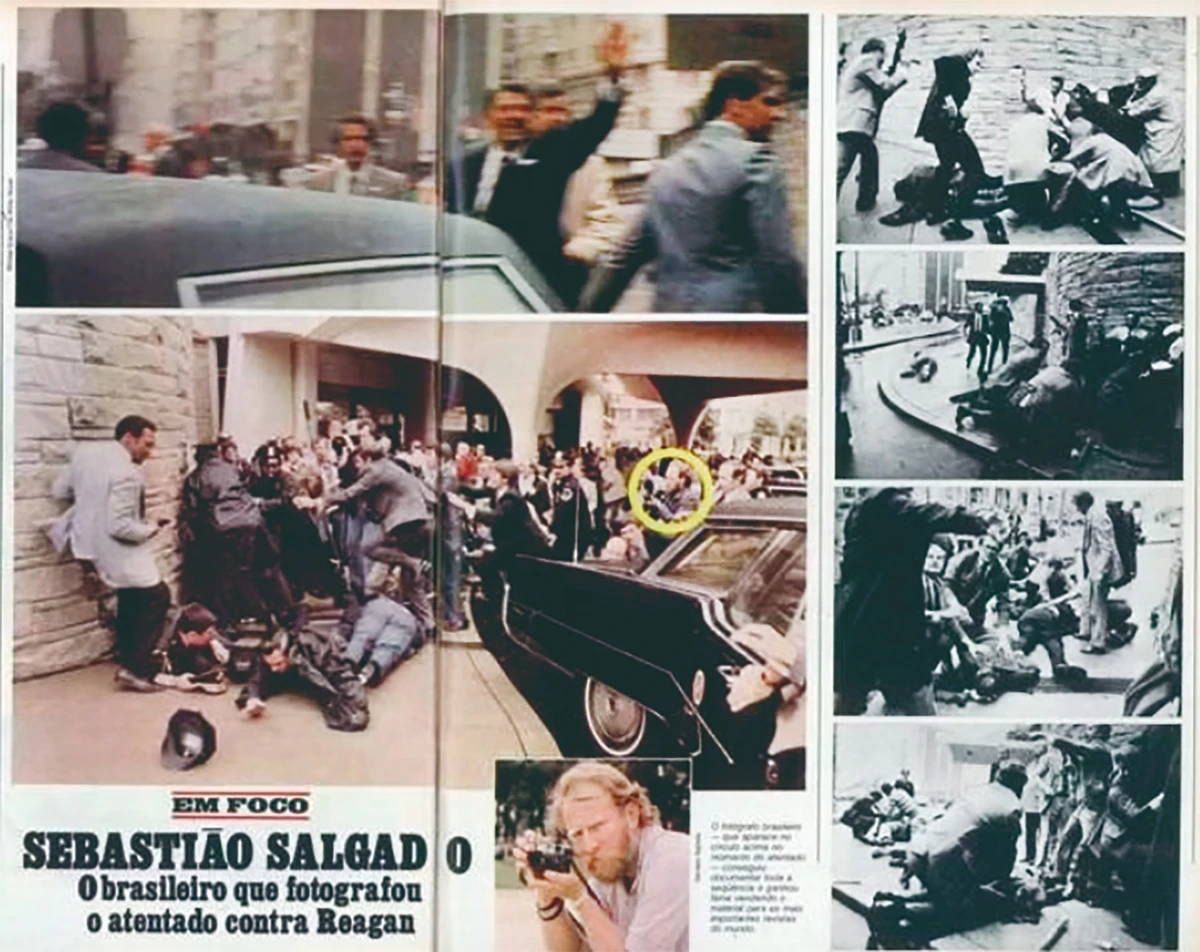 Revista Manchete noticia o flagrante do atentado a Ronald Reagan, com fotos de Salgado