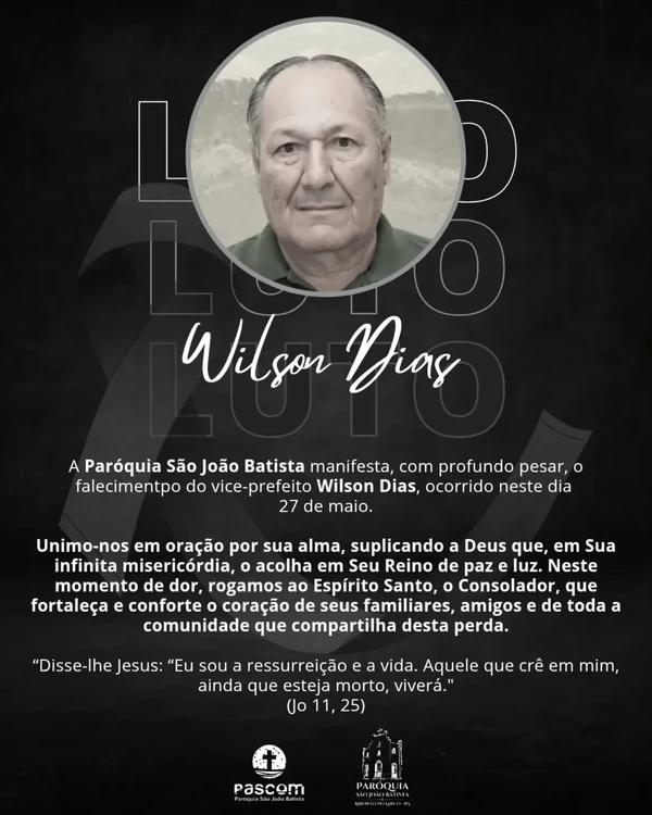 Paróquia São João Batista, de Vitória da Conquista, também lamentou a morte de Wilson por Reprodução/Redes Sociais