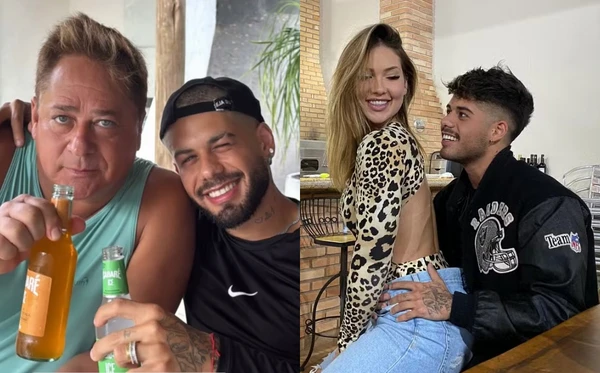 Zé Felipe com o pai, Leonardo, e Virginia
