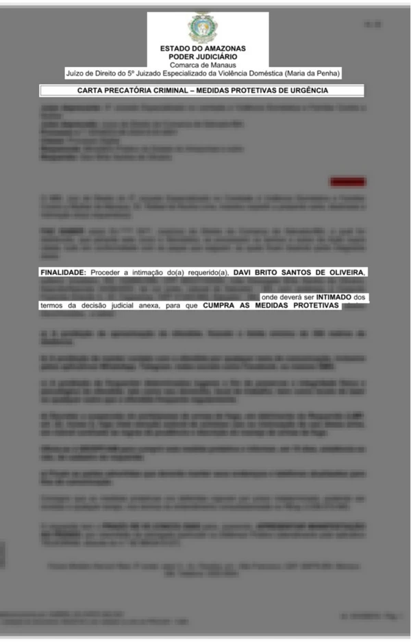 Processo mostra denúncia de ex por Reprodução 