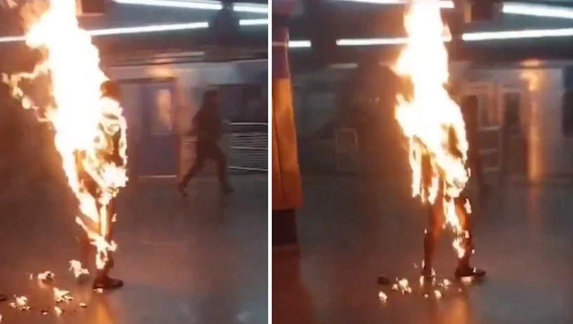 Imagem - Homem ateia fogo no próprio corpo no metrô