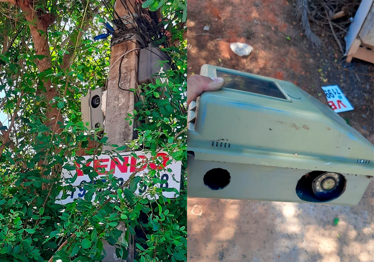 Policiais da 53ª CIMP desmontam câmera do tráfico camuflada 