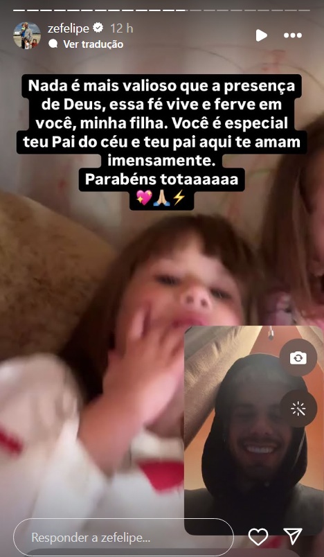 Zé Felipe parabenizou filha mais velha