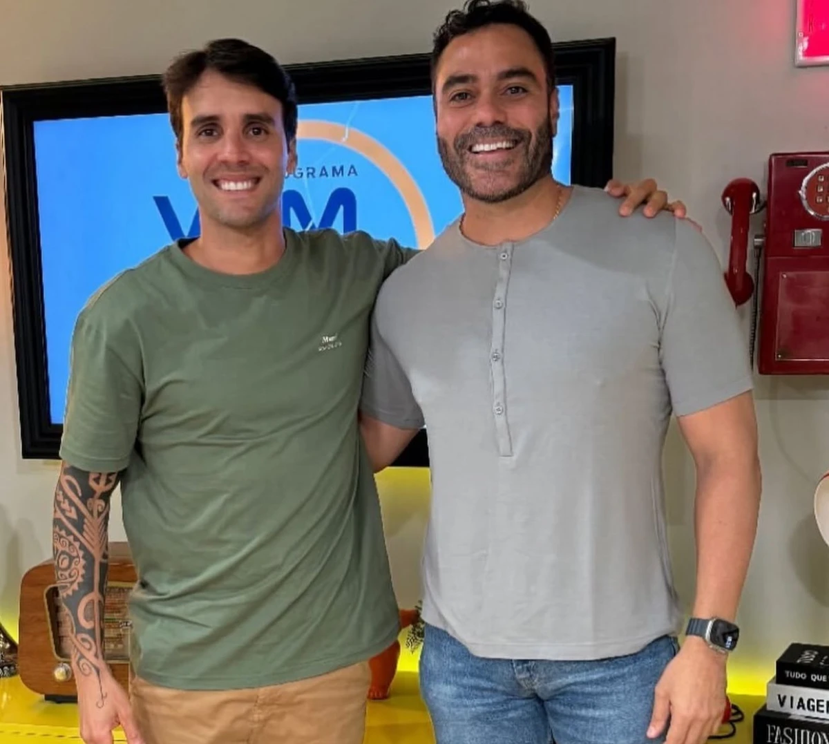 O nutricionista Daniel Cady e Aldo Benevides no programa "Vem Que Tem" por Divulgação