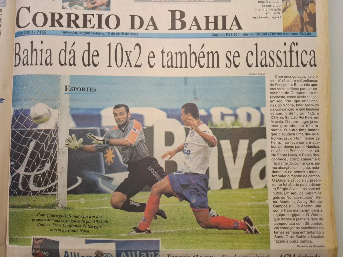 Bahia 10 x 2 Confiança, em 2002