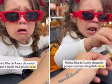 Imagem - Menina viraliza após chorar porque o 'picolé estava gelado'
