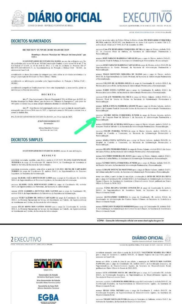 Diário oficial traz nomeação