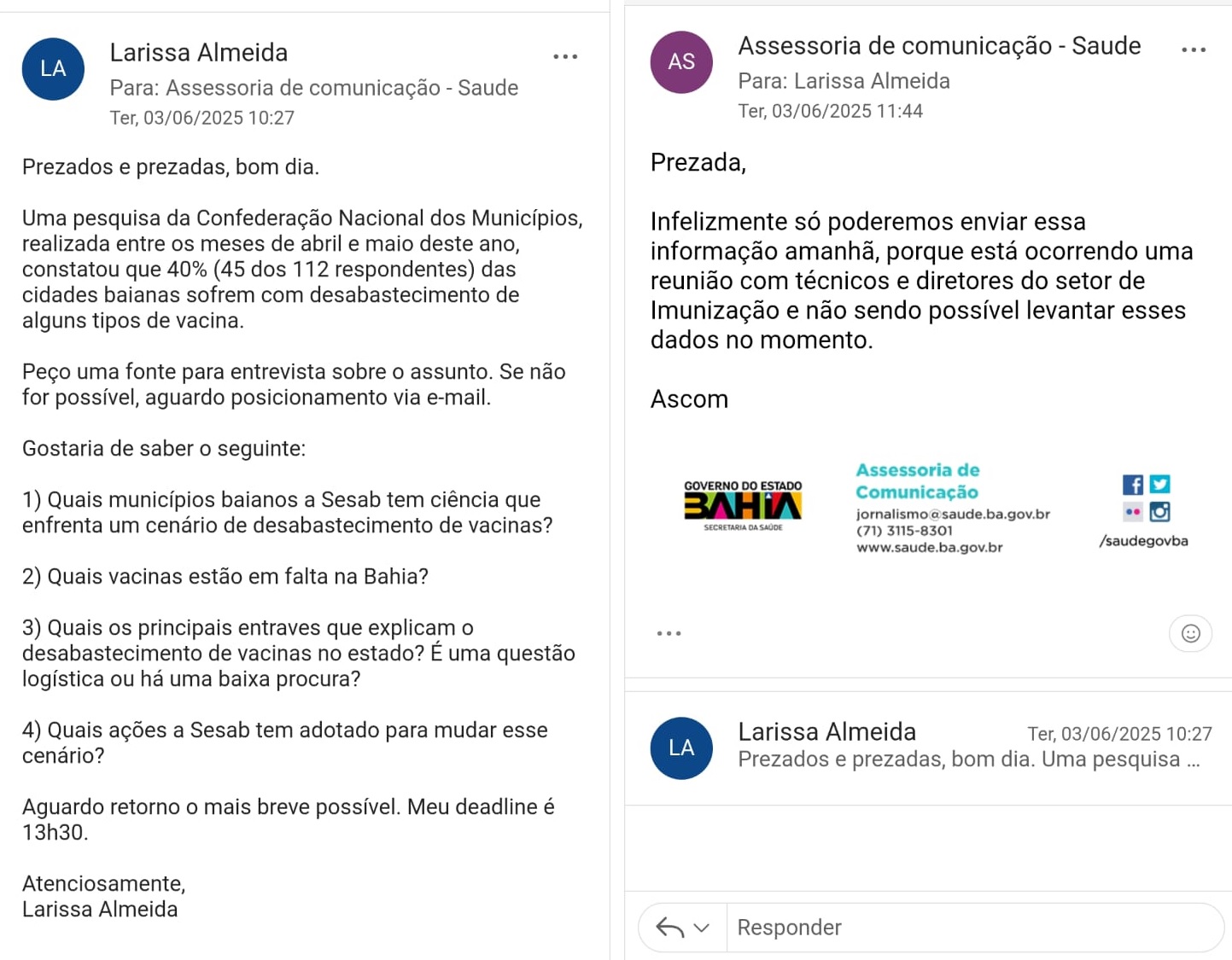 Sesab não responde sobre dados de pesquisa e acusa Correio de divulgar ...
