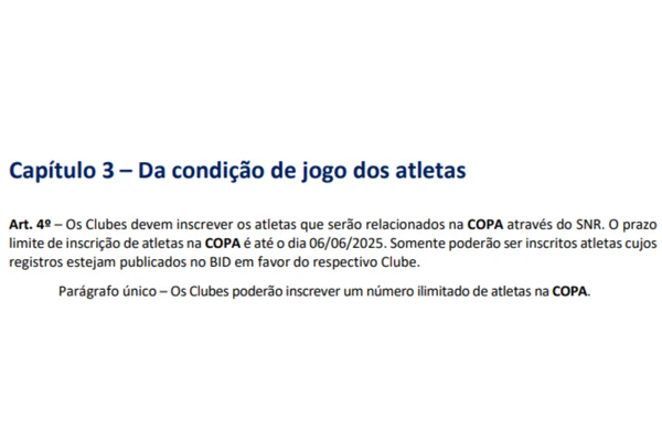 Trecho do regulamento da Copa do Nordeste 