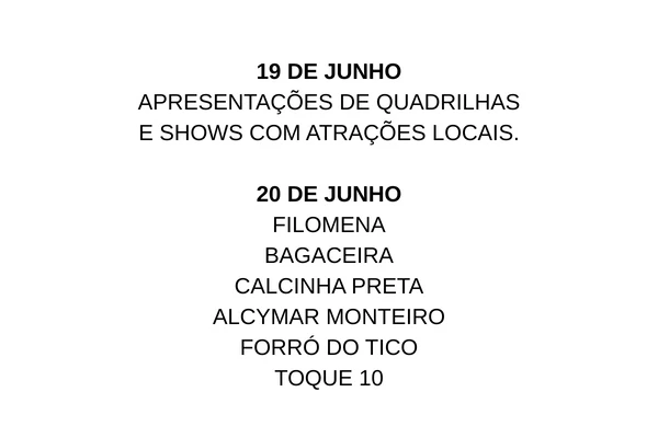 Ordem de apresentação do São João de Amargosa por Reprodução