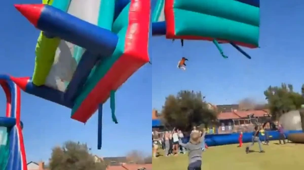 Acidente com castelo inflável