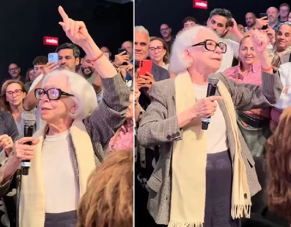 Fernanda Montenegro ao final da peça Mambembes por Reprodução