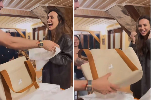 Rafa e Nattan se surpreenderam ao encontrar bolsa de luxo no final no fundo da embalagem